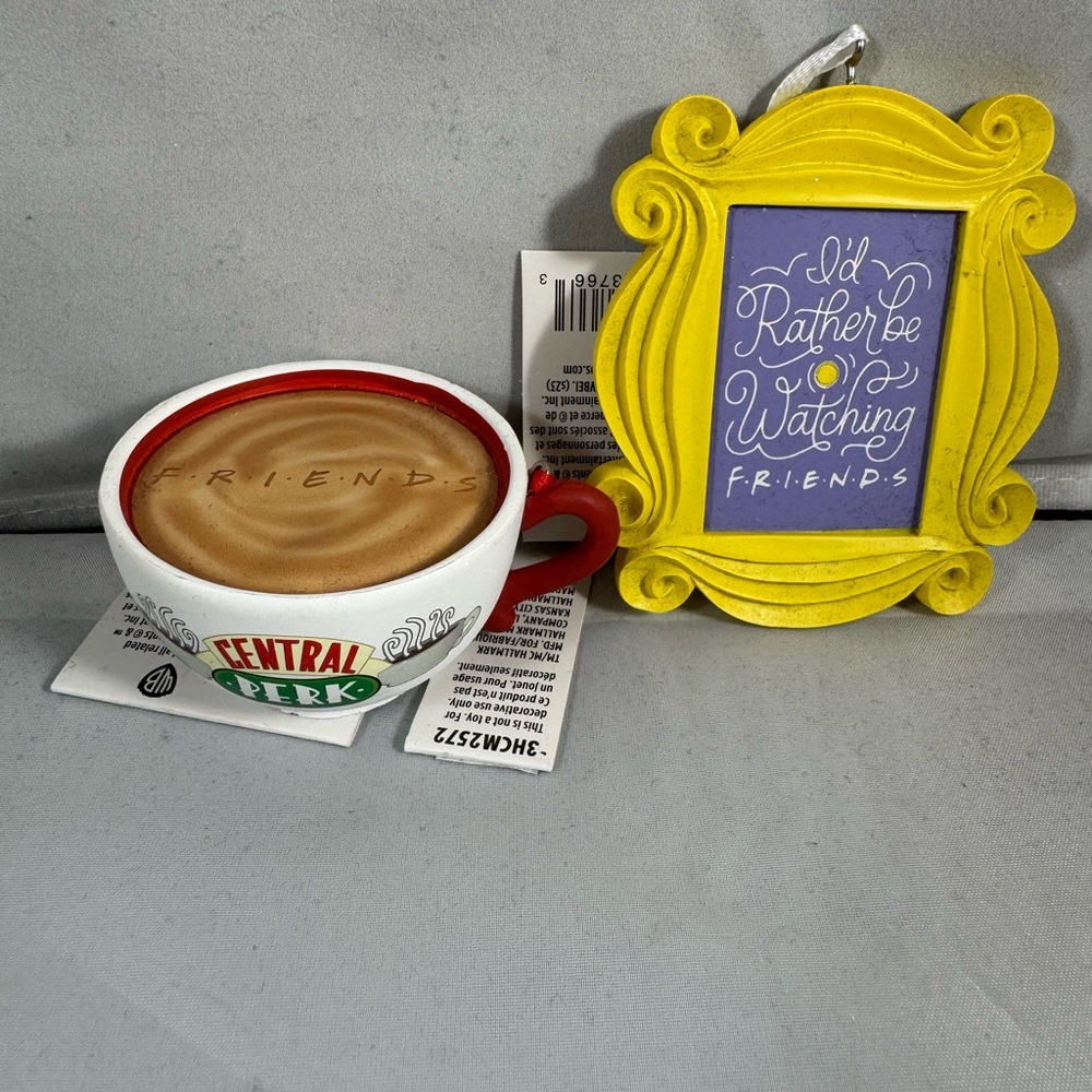 Hallmark Friends Central Perk Mug and Frame Set Ornaments.